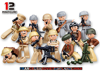 M38-B0580 Sluban WWII Soldaten Display met 60 Polybags